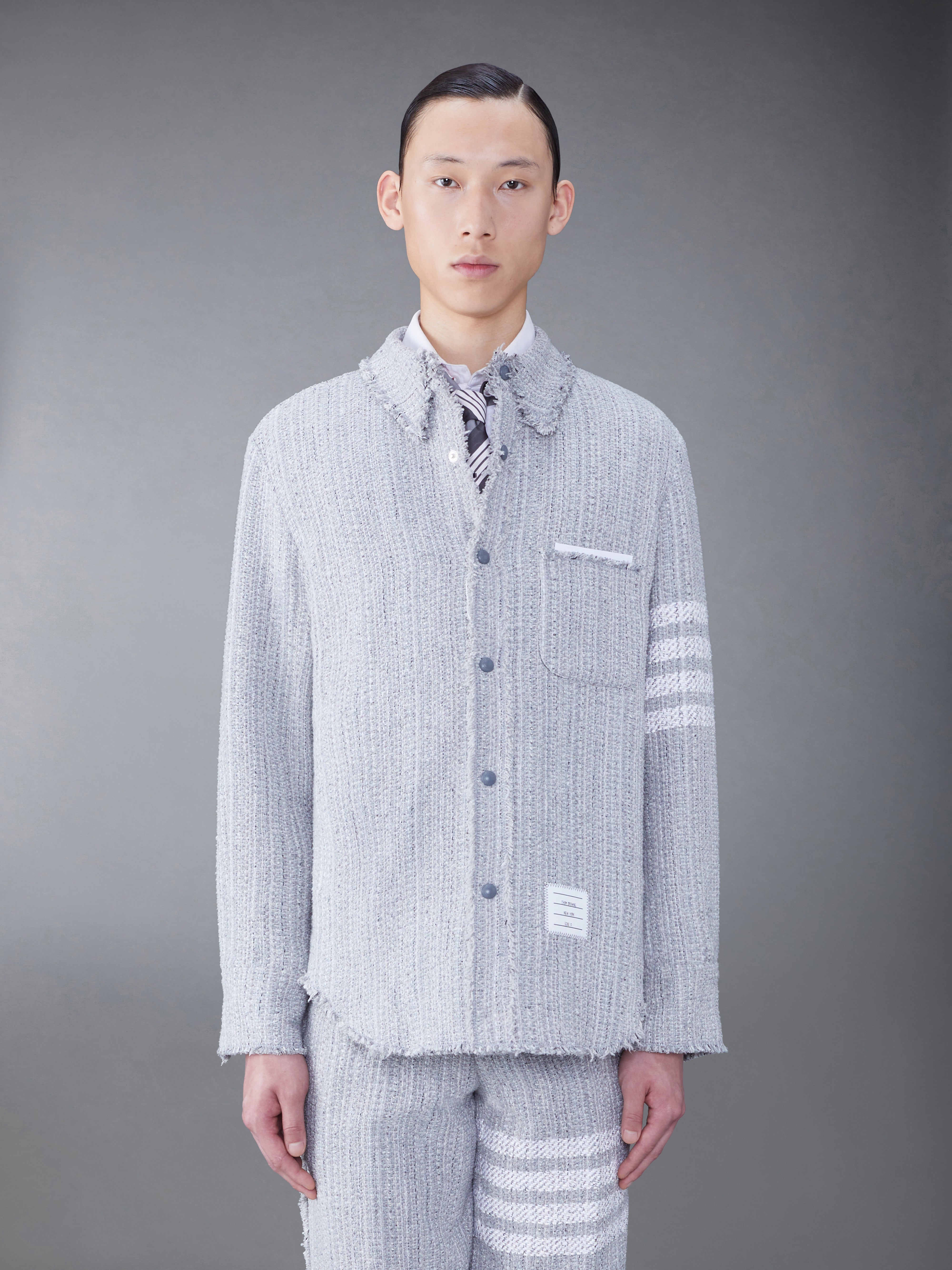 Tweed Fray 4 Bar Shirt Jacket | Thom Browne