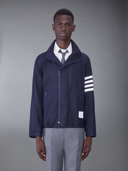 TWILL WOOL DOUBLE-ZIP RAGLAN JACKET NAVY