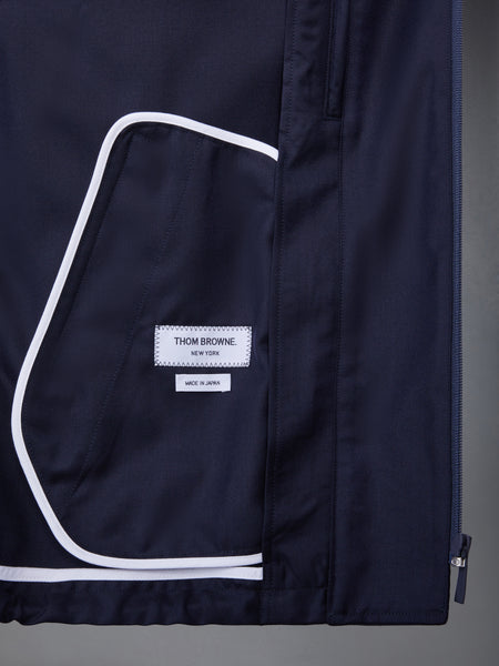 TWILL WOOL DOUBLE-ZIP RAGLAN JACKET NAVY