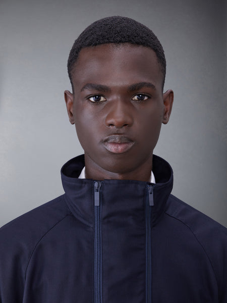 TWILL WOOL DOUBLE-ZIP RAGLAN JACKET NAVY