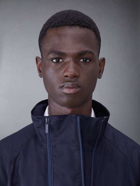 TWILL WOOL DOUBLE-ZIP RAGLAN JACKET NAVY