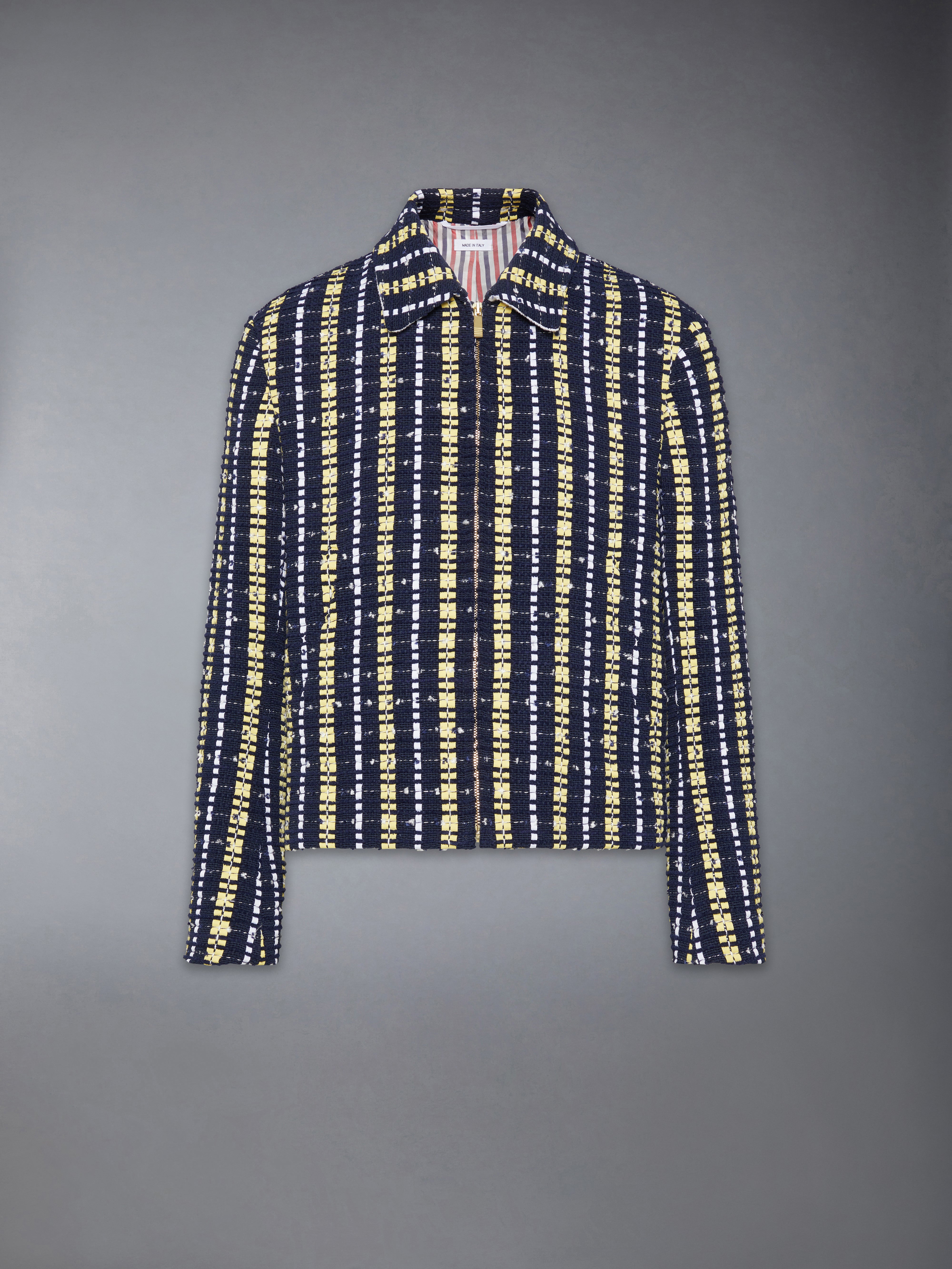 アメリ　ヴィンテージ　GIOLICA STRIPE TWEED JACKET Repp Stripe Grosgrain Tweed Golf Jacket | Thom Browne