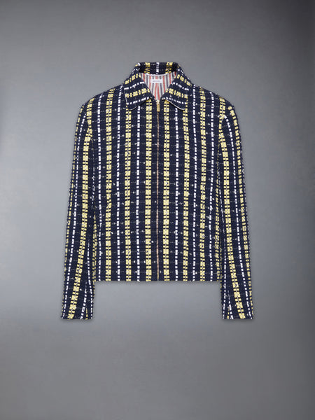 REPP STRIPE GROSGRAIN TWEED GOLF JACKET PALE YELLOW