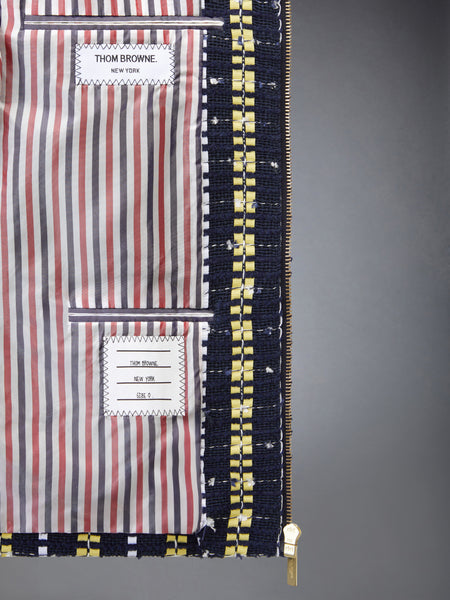 REPP STRIPE GROSGRAIN TWEED GOLF JACKET PALE YELLOW