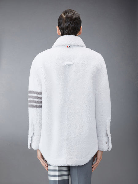 SHEARLING 4-BAR OVERSIZED SHIRT JACKET WHITE