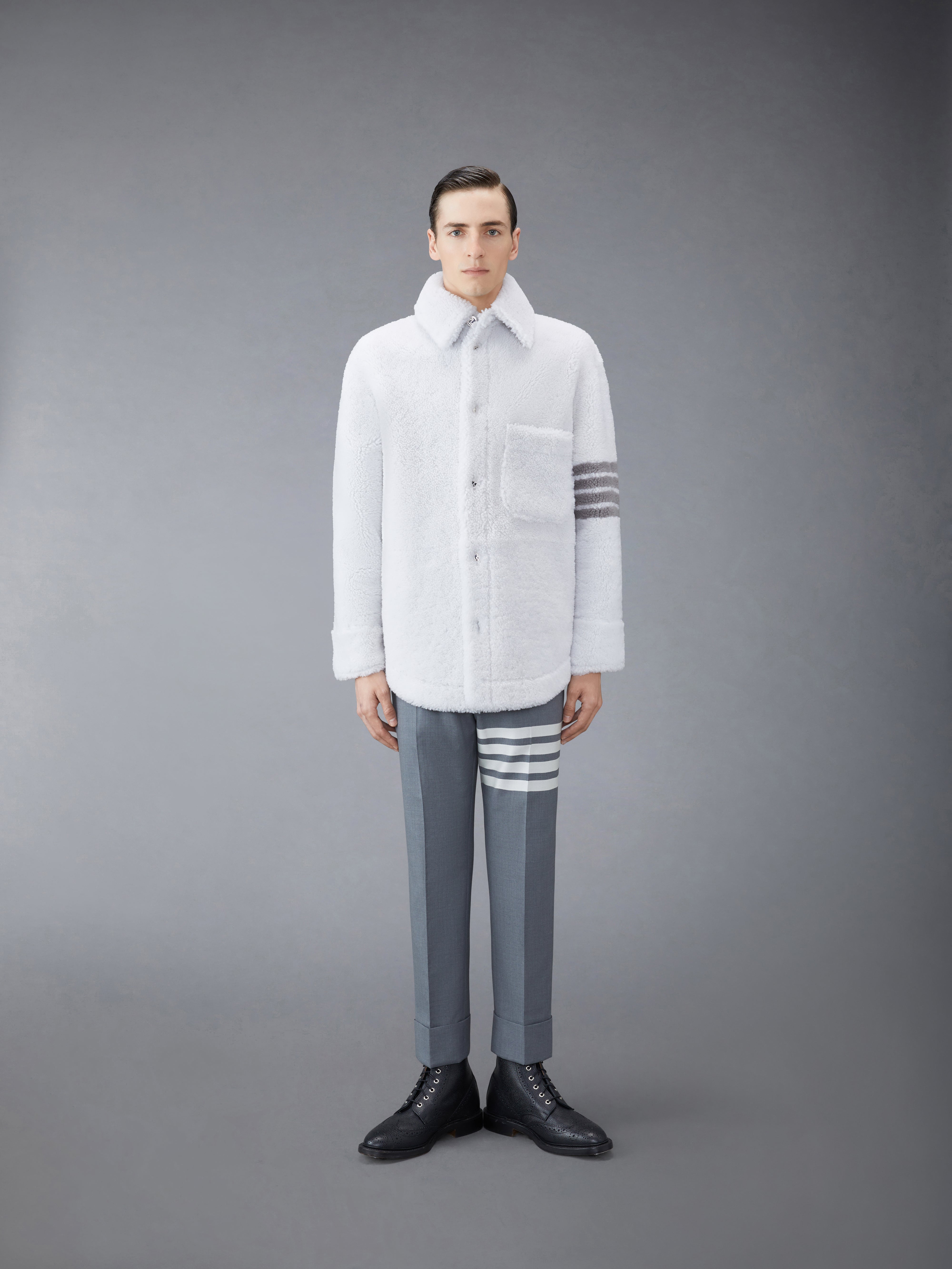 Shearling 4 Bar Oversized Shirt Jacket | Thom Browne