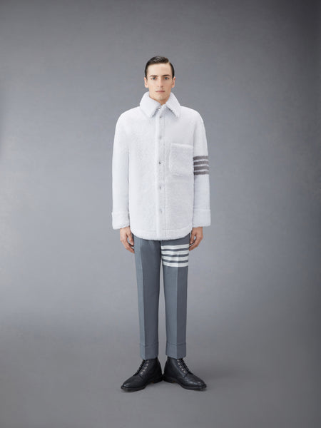 SHEARLING 4-BAR OVERSIZED SHIRT JACKET WHITE