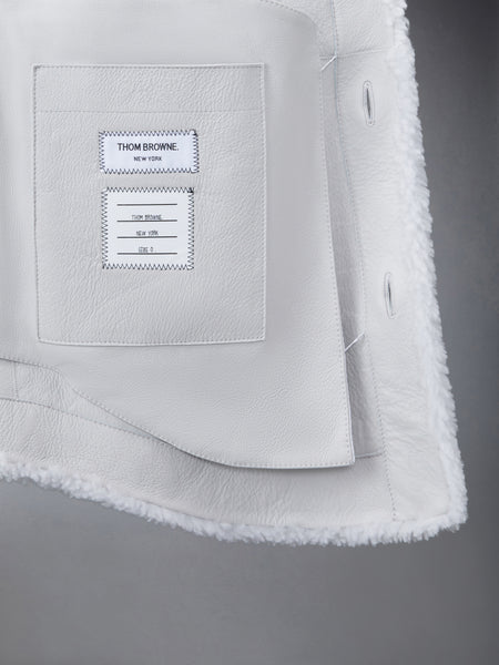 SHEARLING 4-BAR OVERSIZED SHIRT JACKET WHITE