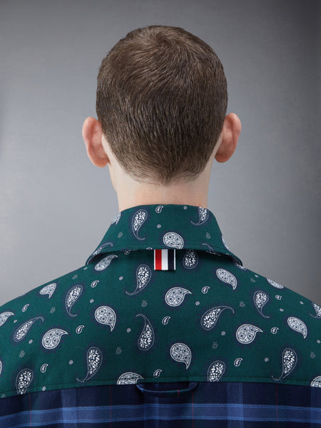 Fun-Mix Paisley Tartan Oversized Shirt Jacket DK GREEN