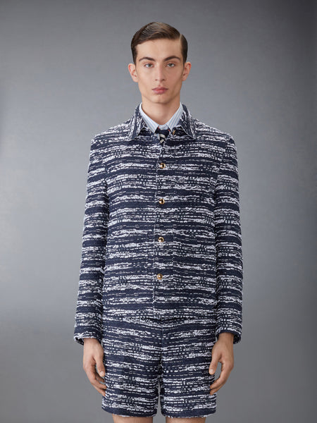 MELANGE TULLE YARN TWEED UTILITY JACKET NAVY