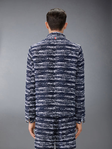 MELANGE TULLE YARN TWEED UTILITY JACKET NAVY