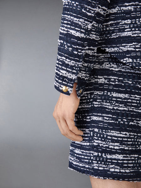 MELANGE TULLE YARN TWEED UTILITY JACKET NAVY