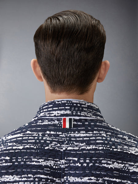 MELANGE TULLE YARN TWEED UTILITY JACKET NAVY