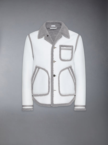 SHEARLING UTILITY JACKET GREY/WHITE