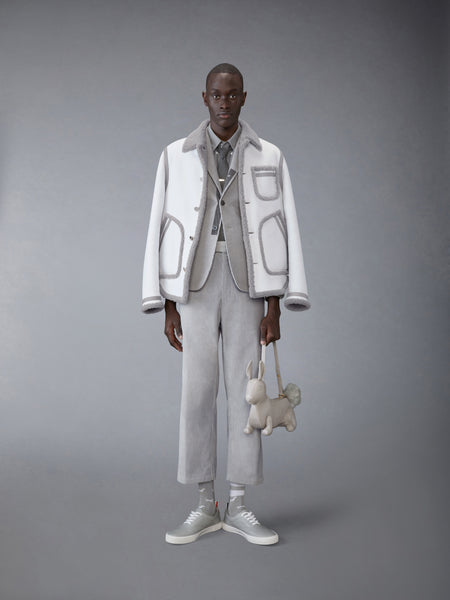 SHEARLING UTILITY JACKET GREY/WHITE