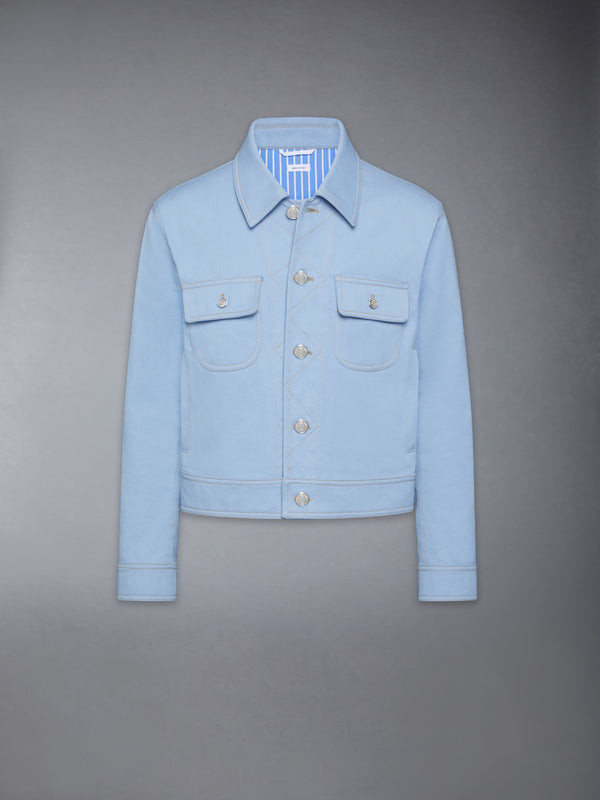 CONTRAST STITCH DENIM BACKSTRAP UTILITY JACKET - featured image
