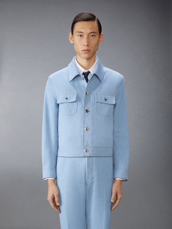 CONTRAST STITCH DENIM BACKSTRAP UTILITY JACKET - image 1