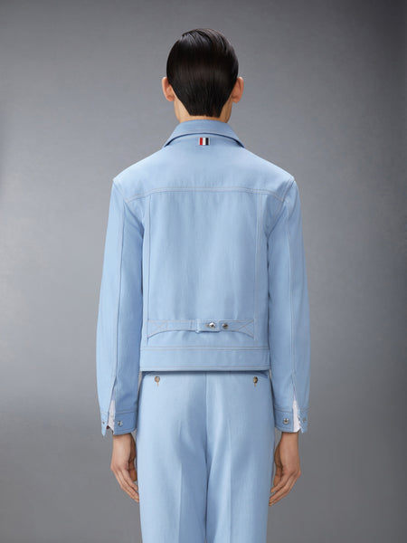 CONTRAST STITCH DENIM BACKSTRAP UTILITY JACKET