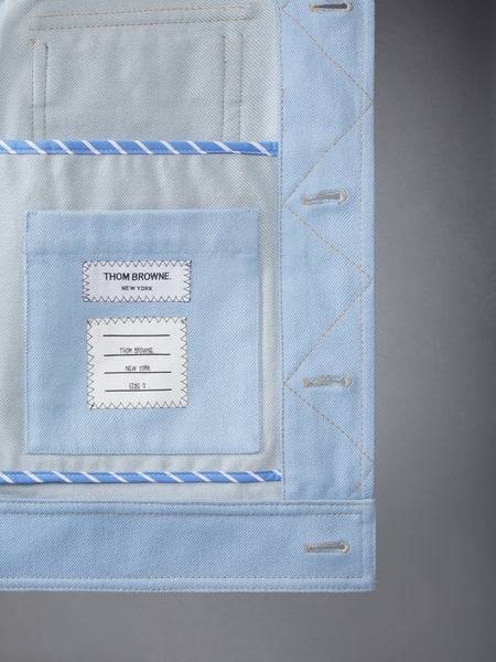 CONTRAST STITCH DENIM BACKSTRAP UTILITY JACKET