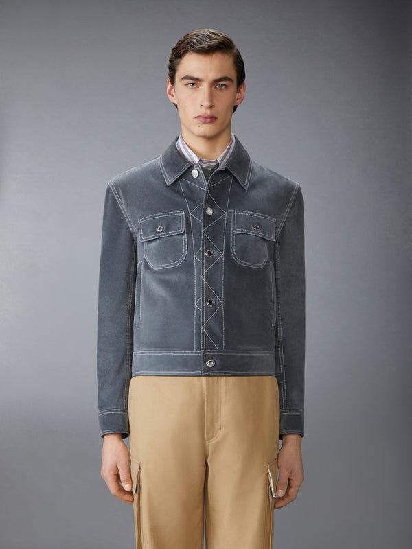 CONTRAST STITCH SUEDE UTILITY JACKET - image 1
