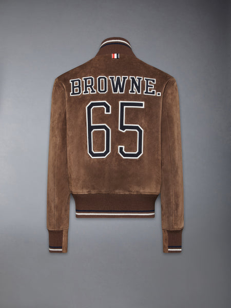 SUEDE KNIT RIB BLOUSON JACKET DARK BROWN