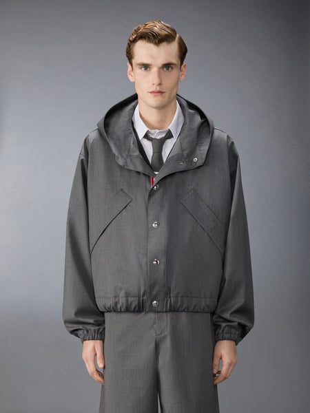 TECH WOOL TWILL 2-LAYER CROPPED PARKA MED GREY