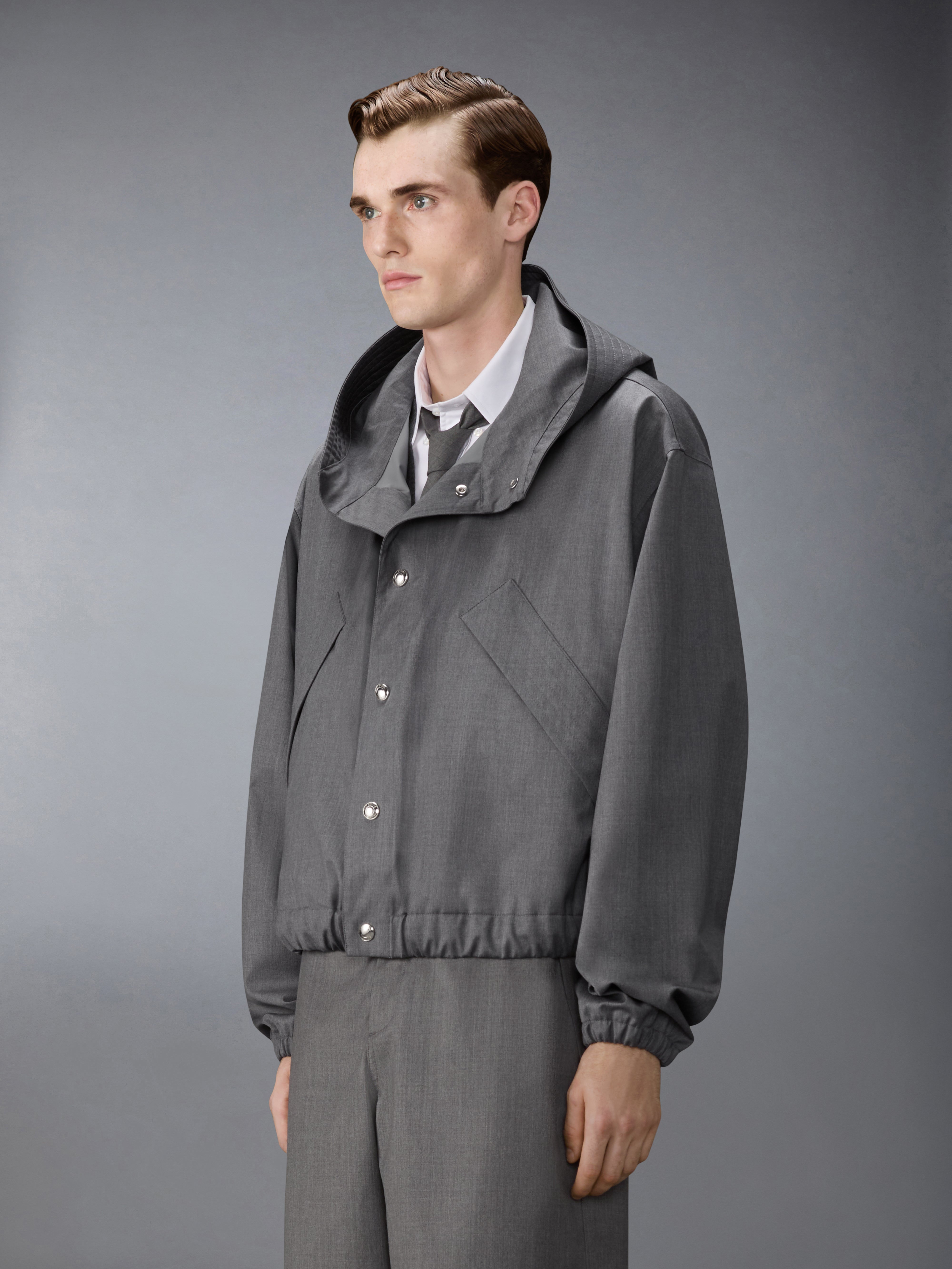 Tech Wool Twill 2-Layer Cropped Parka | Thom Browne