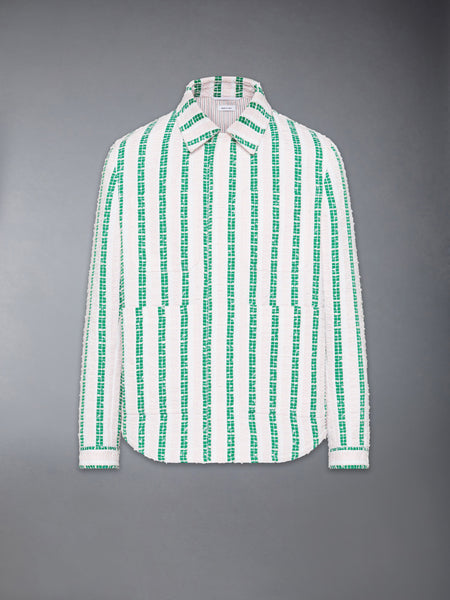 REPP STRIPE GROSGRAIN TWEED UTILITY JACKET LT PINK