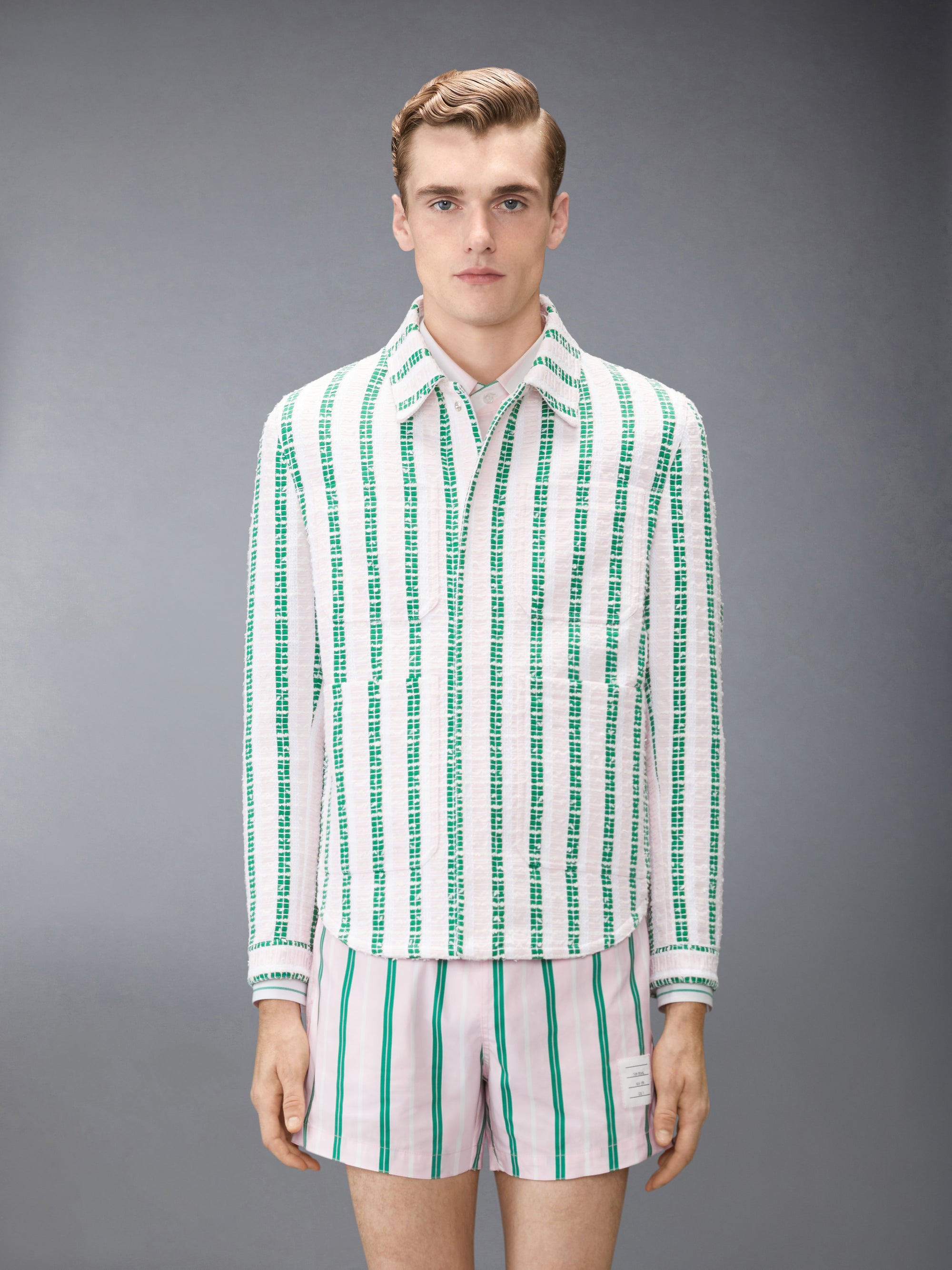 REPP STRIPE GROSGRAIN TWEED UTILITY JACKET