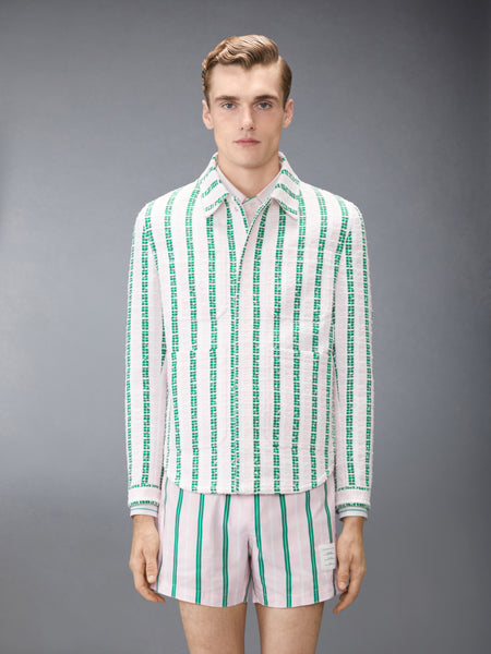 REPP STRIPE GROSGRAIN TWEED UTILITY JACKET LT PINK