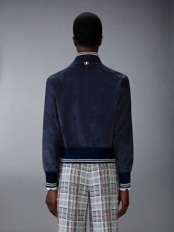 스웨이드 리브 니트 블루종 재킷 - image 2