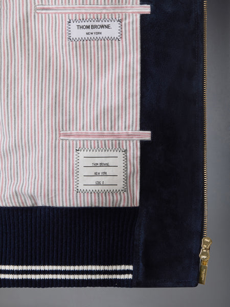 스웨이드 리브 니트 블루종 재킷 다크 블루