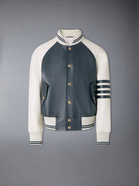RAGLAN SLEEVE OVERSIZED LEATHER BLOUSON NAVY