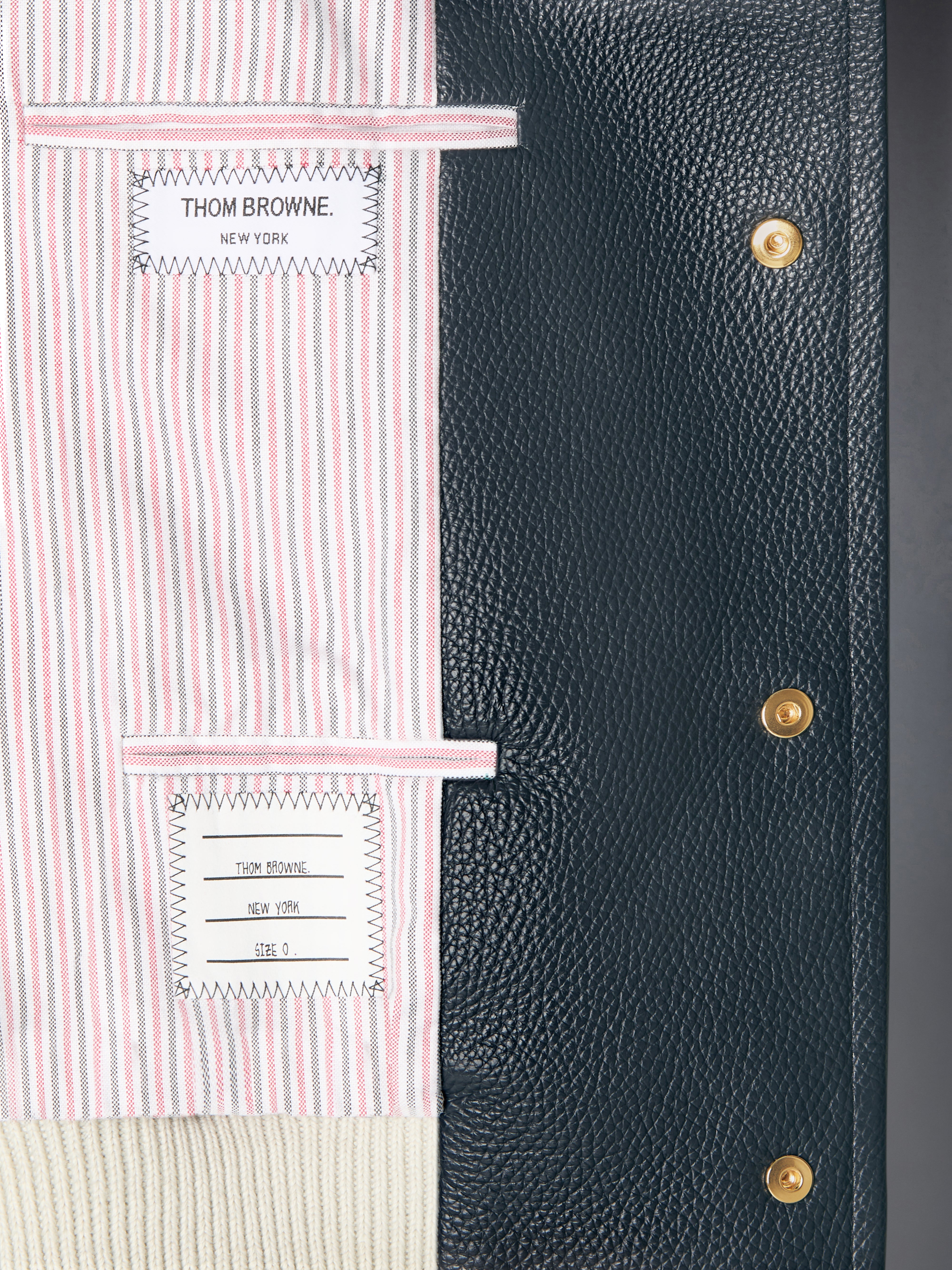 Leather 4-Bar Oversized Blouson Jacket | Thom Browne