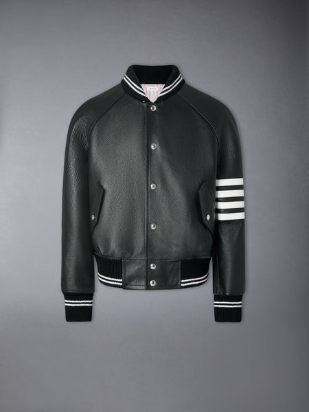 RAGLAN SLEEVE OVERSIZED LEATHER BLOUSON BLACK
