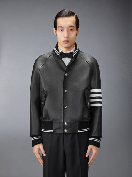 RAGLAN SLEEVE OVERSIZED LEATHER BLOUSON BLACK