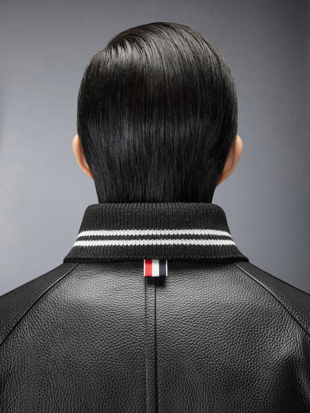 RAGLAN SLEEVE OVERSIZED LEATHER BLOUSON BLACK
