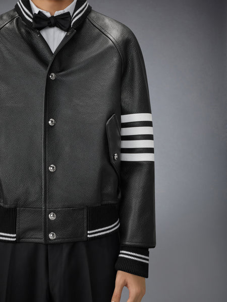 RAGLAN SLEEVE OVERSIZED LEATHER BLOUSON BLACK