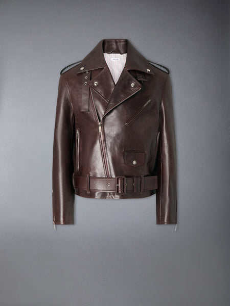LEATHER MOTO JACKET DARK BROWN