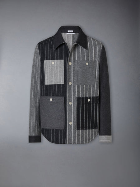 FLANNEL FUNMIX BANKER STRIPE JACKET MED GREY