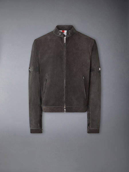 LEATHER RACER JACKET DARK GREY