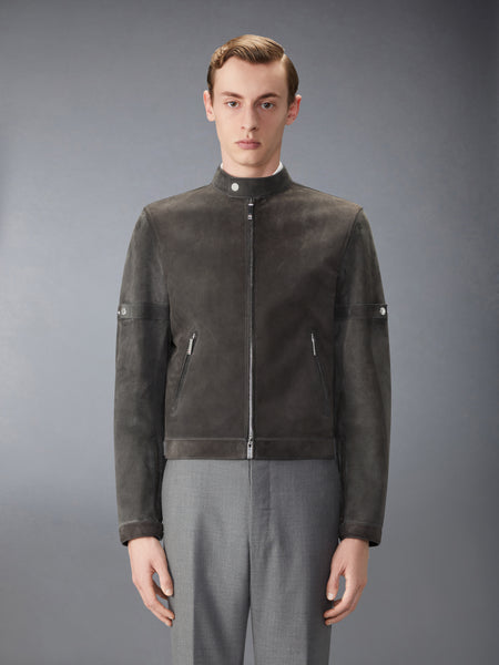 LEATHER RACER JACKET DARK GREY