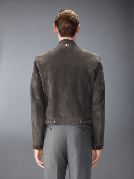 LEATHER RACER JACKET DARK GREY