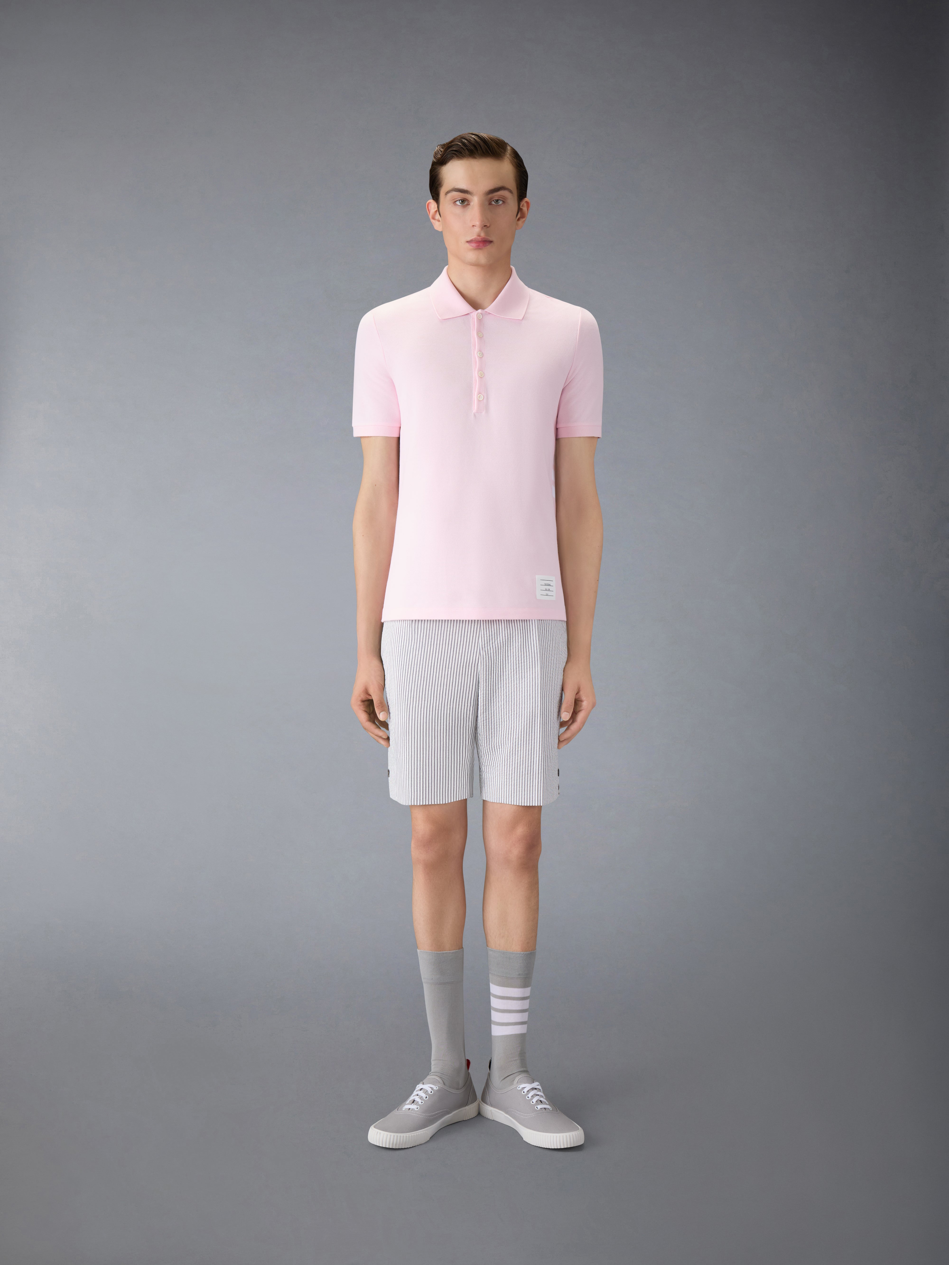 THOM BROWNE 正規品関税込みPink Cotton Polo Shirt MJP110P Classic Pique 4-Bar Polo | Thom Browne