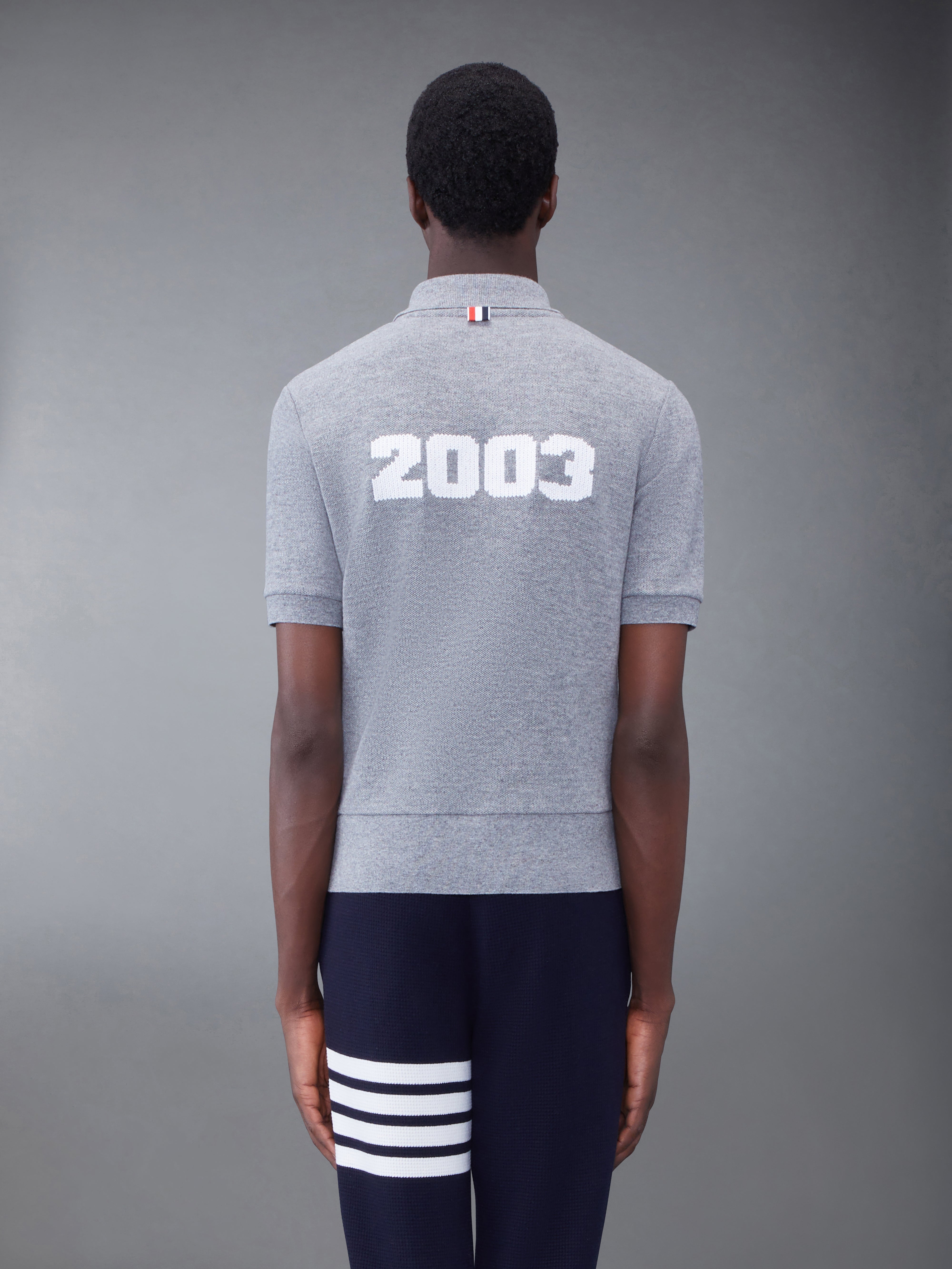 Cashmere Pique 2003 Rib Cuff Polo | Thom Browne
