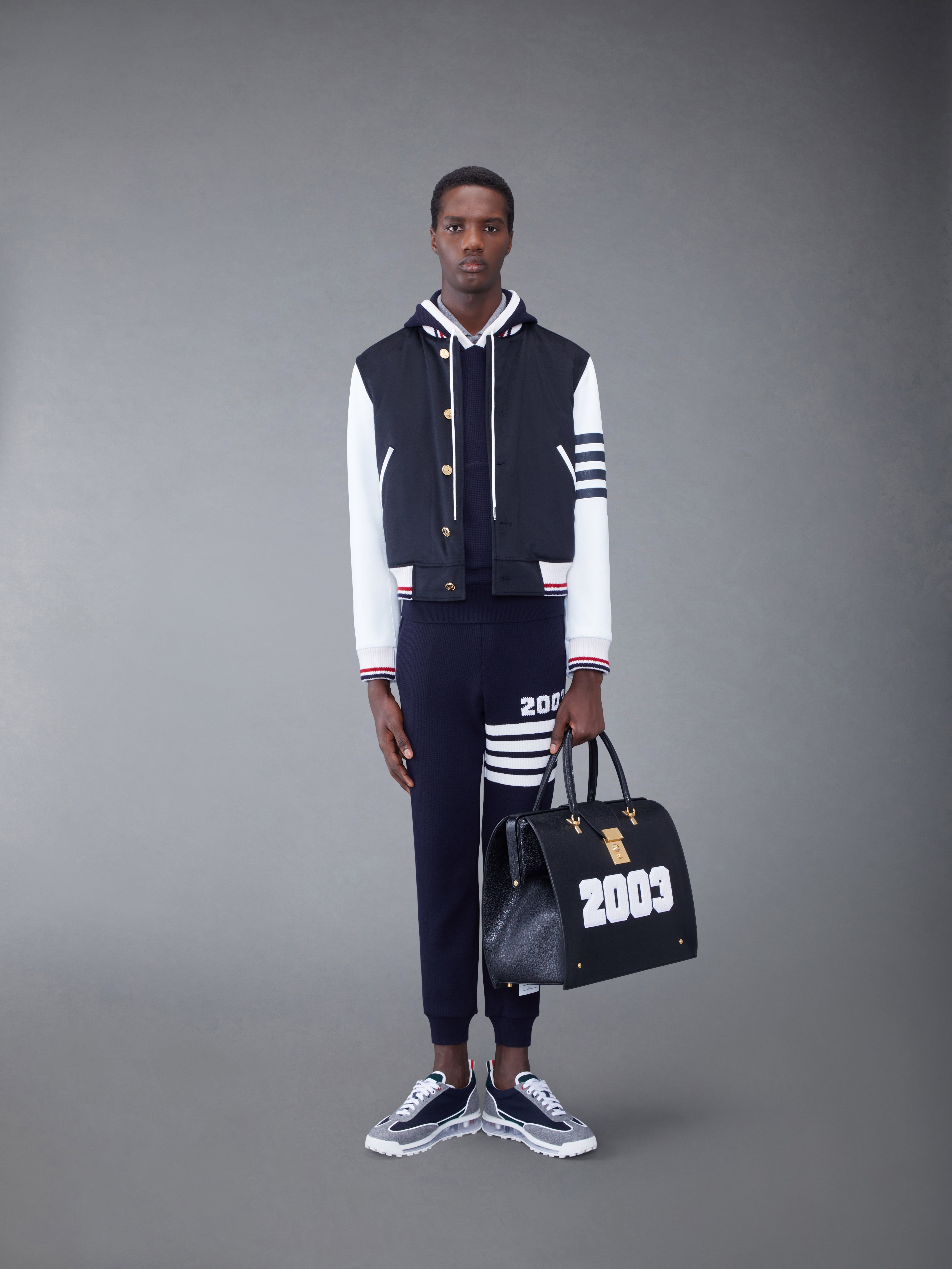 Cashmere Pique 2003 Rib Cuff Polo | Thom Browne