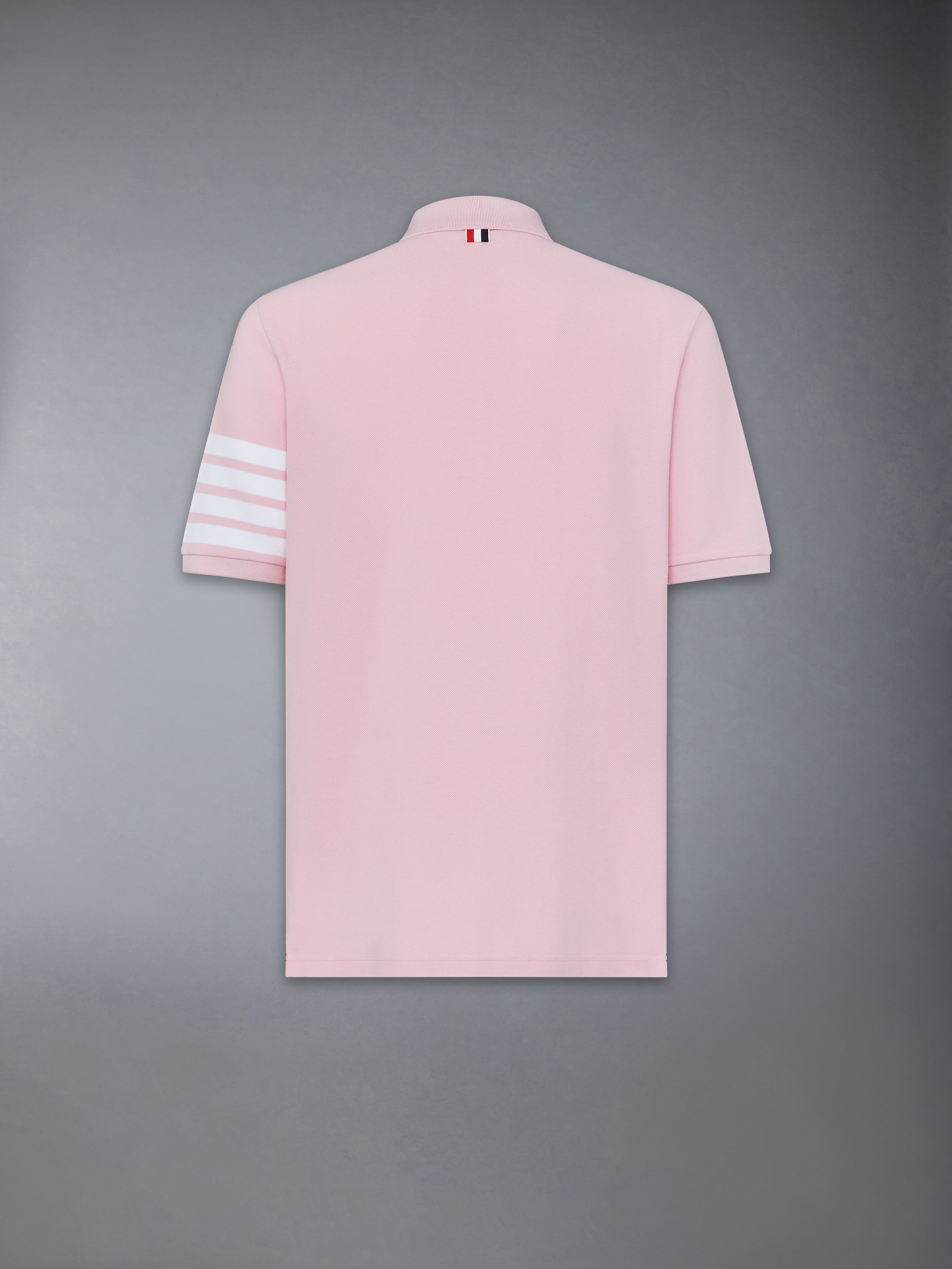 Thom Browne｜SHORT-SLEEVED PIQUE/COLLAR (MJP169A J0046 1 Short Sleeve Rib Cuff Polo W/ Engineered 4 Bar Stripe In