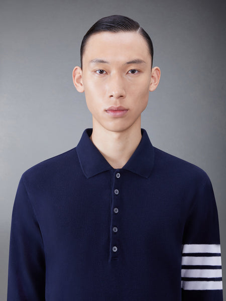 クラシック ピケ 2003 4-BAR 長袖ポロシャツ ネイビー