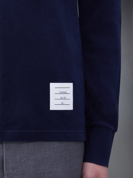 クラシック ピケ 2003 4-BAR 長袖ポロシャツ ネイビー