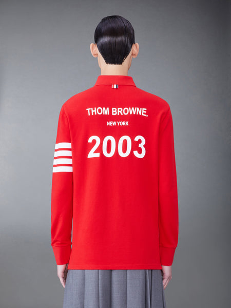 クラシック ピケ 2003 4-BAR 長袖ポロシャツ 赤